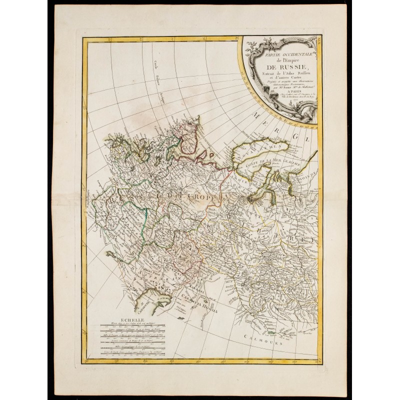 Gravure de 1780 - Carte de la Partie occidentale de l'Empire de Russie - 1