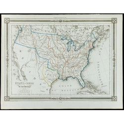 Gravure de 1846 - États-unis et république du Texas - 1