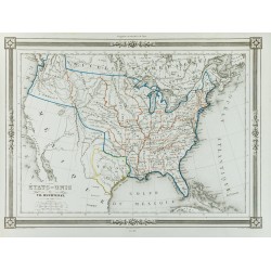 Gravure de 1846 - États-unis et république du Texas - 2