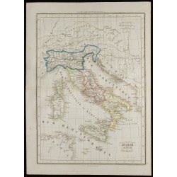 Gravure de 1850 - Carte de l'Italie Ancienne - 1