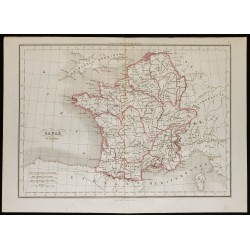 Gravure de 1850 - Carte de la Gaule - 1