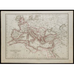 Gravure de 1850 - Carte de l'Empire Romain - 1