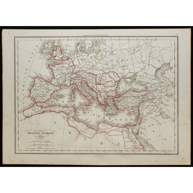 Gravure de 1850 - Carte de l'Empire Romain - 1