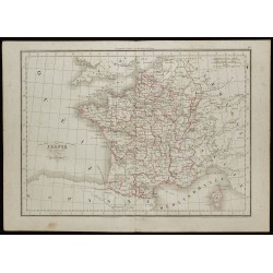 Gravure de 1850 - Carte des provinces françaises - 1