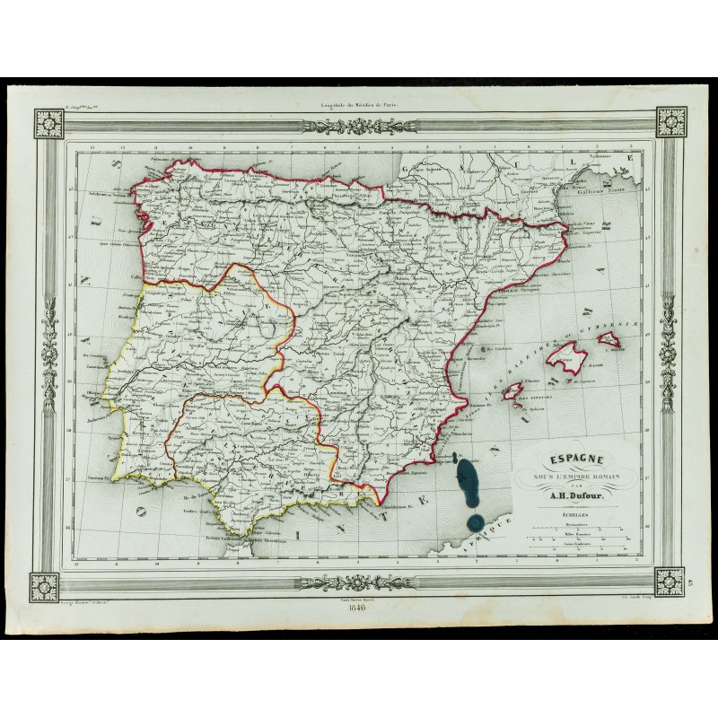 Gravure de 1846 - Espagne sous l'Empire Romain - 1