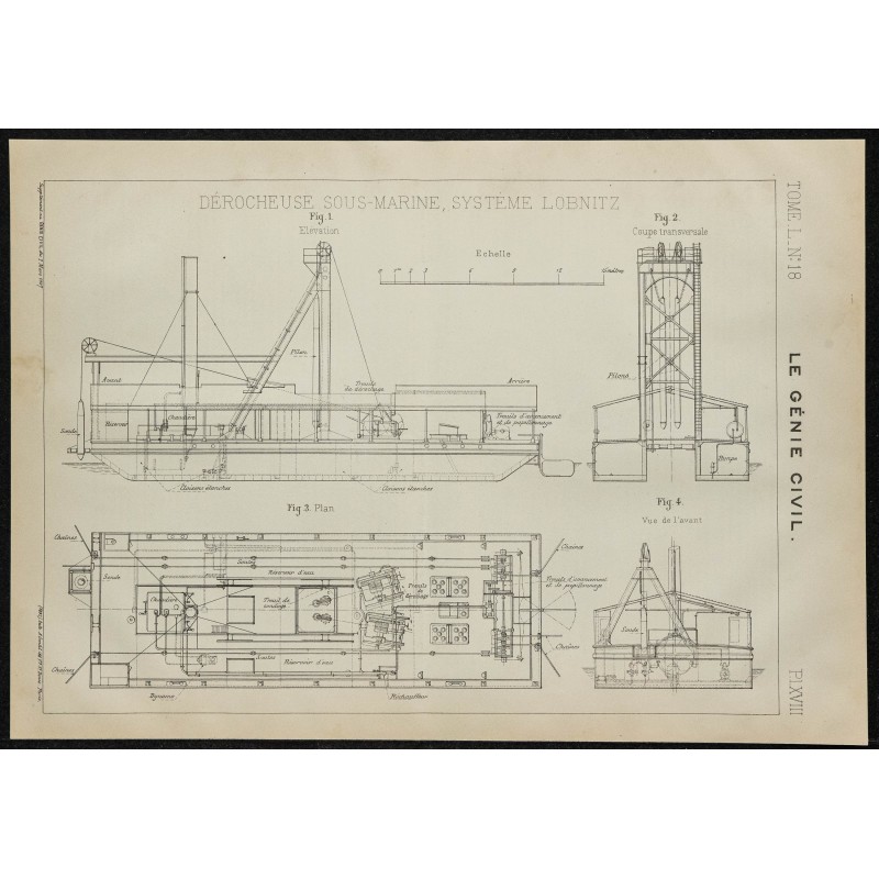 1907 - Plan de dérocheuse sous-marine 