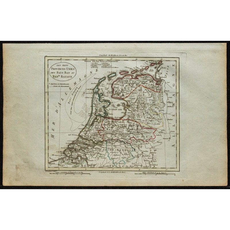 Gravure de 1802 - Carte des Sept Provinces Unies des Pays-Bas - 1