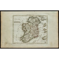 Gravure de 1802 - Carte géographique de l'Irlande - 1