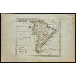 Gravure de 1802 - Carte géographique de l'Amérique du Sud - 1