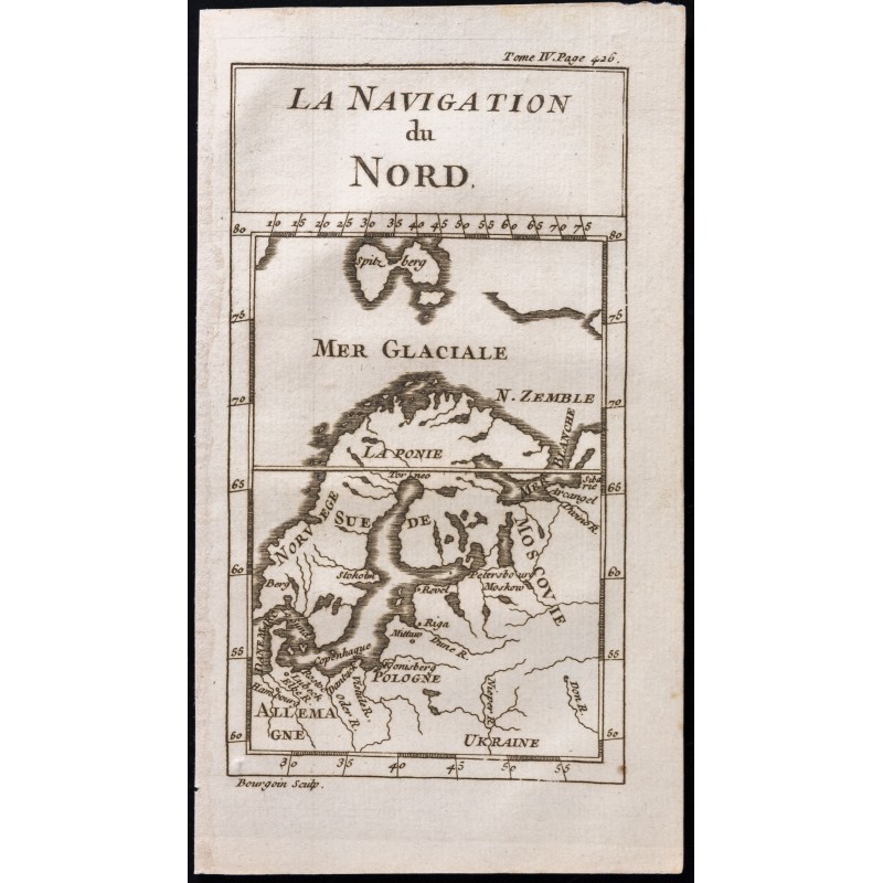 Gravure de 1743 - Carte du nord de l'Europe - 1