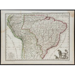 Gravure de 1812 - Carte du Pérou et Brésil - 1