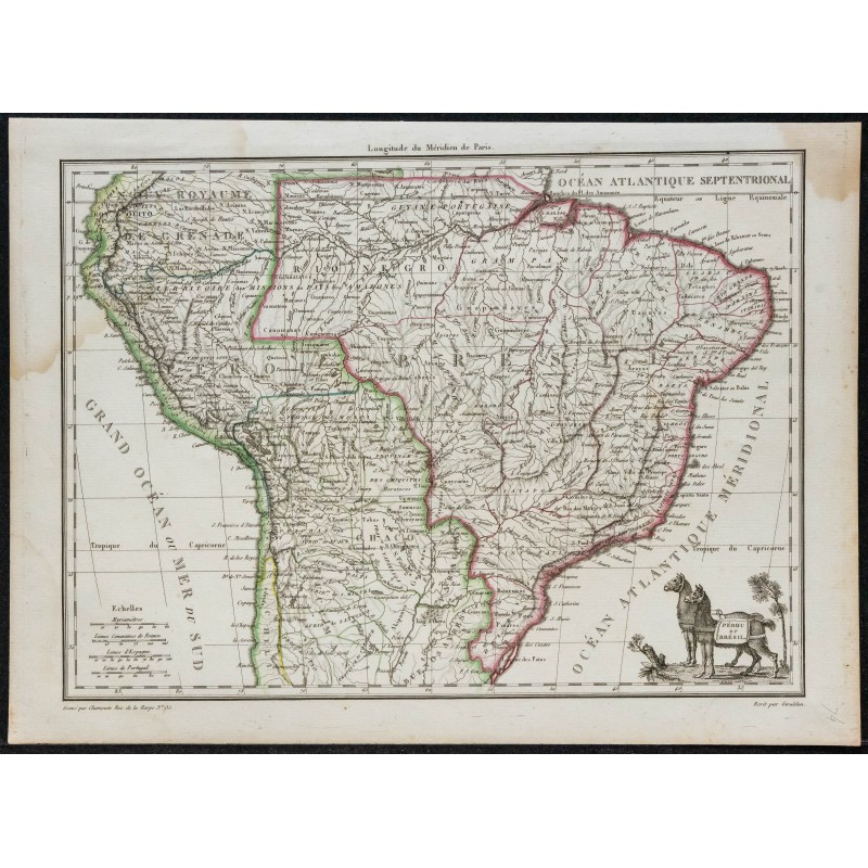 Gravure de 1812 - Carte du Pérou et Brésil - 1