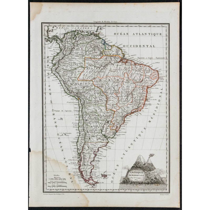 Gravure de 1812 - Carte d'Amérique méridionale - 1