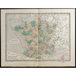 Gravure de 1845 - Carte de la France - 1