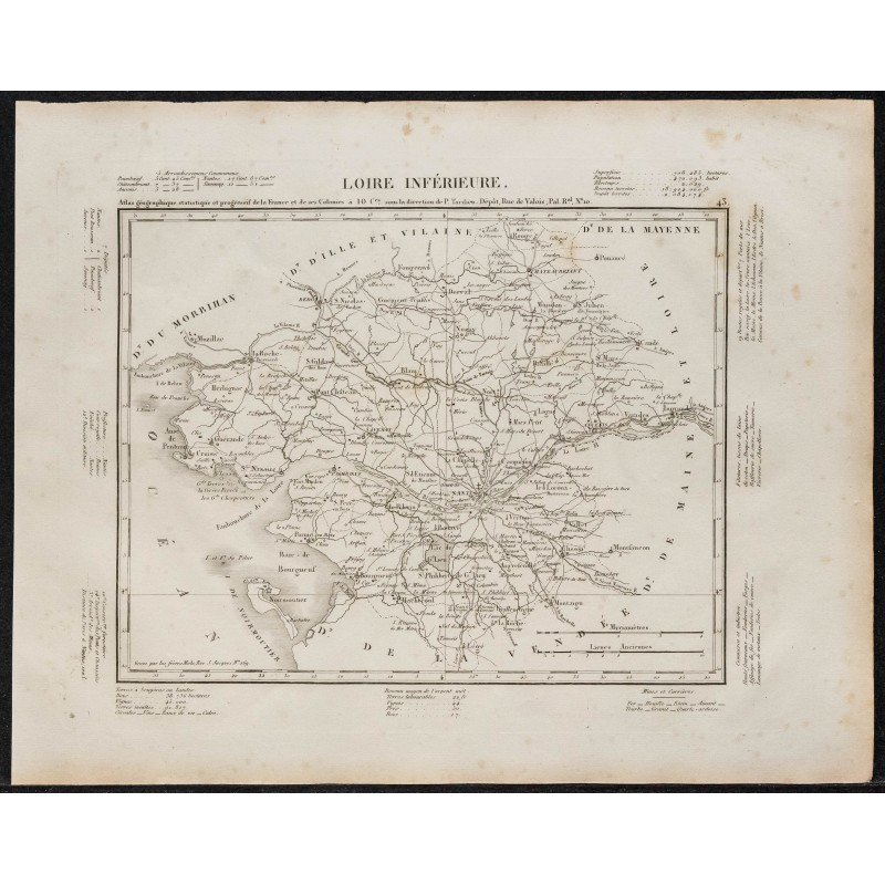 Gravure de 1840c - Carte de la Loire-Atlantique - 1