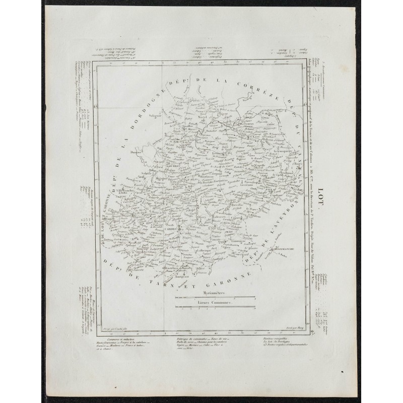 Gravure de 1840c - Carte du Lot - 1