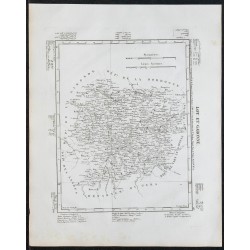 Gravure de 1840c - Carte de Lot-et-Garonne - 1