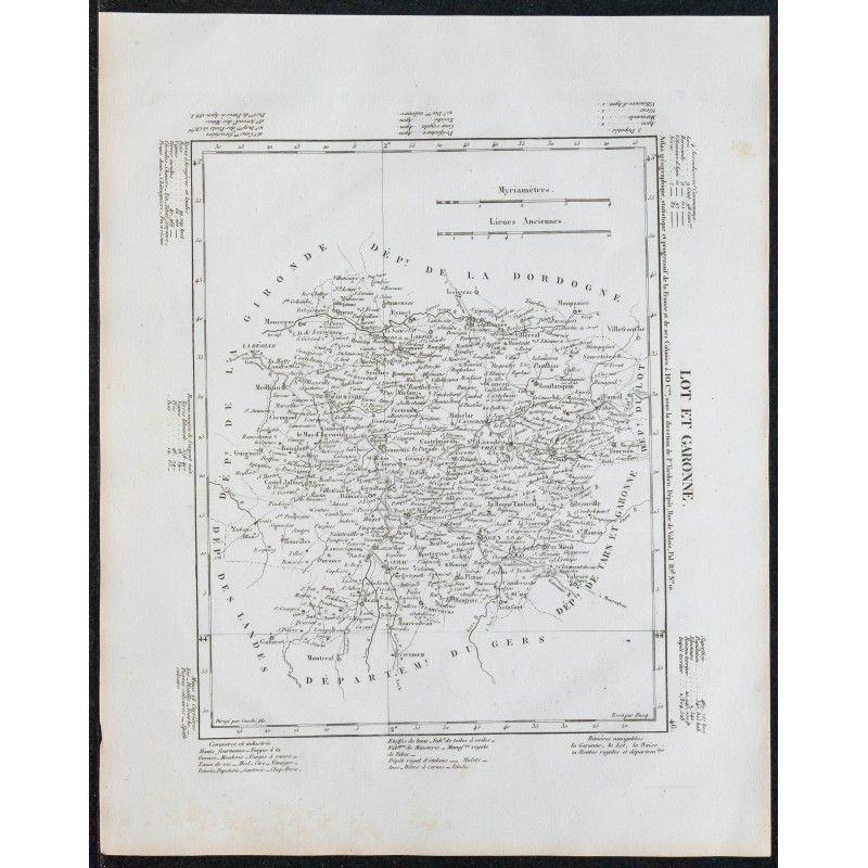 Gravure de 1840c - Carte de Lot-et-Garonne - 1