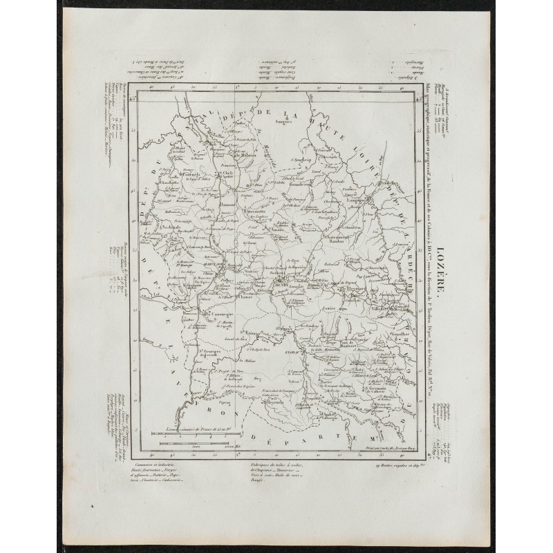 Gravure de 1840c - Carte de Lozère - 1