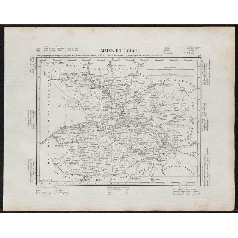 Gravure de 1840c - Carte de Maine et Loire - 1