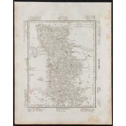 Gravure de 1840c - Carte de la Manche - 1