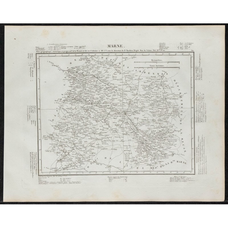 Gravure de 1840c - Carte de la Marne - 1