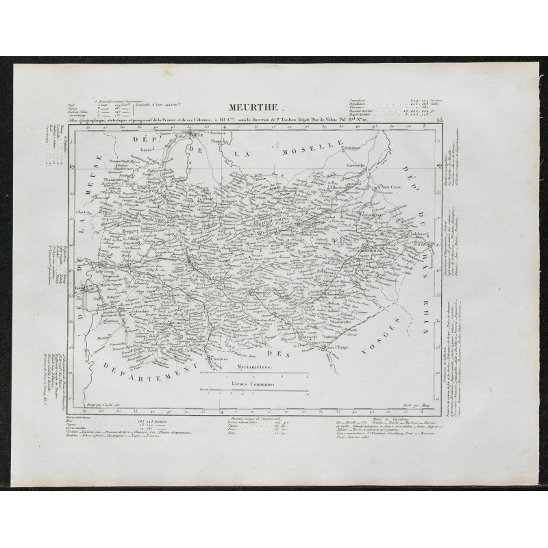 Gravure de 1840c - Carte Meurthe - 1