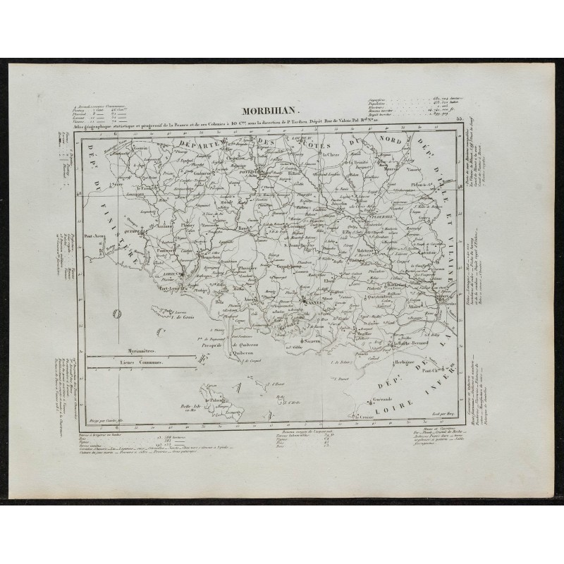 Gravure de 1840c - Carte du Morbihan - 1
