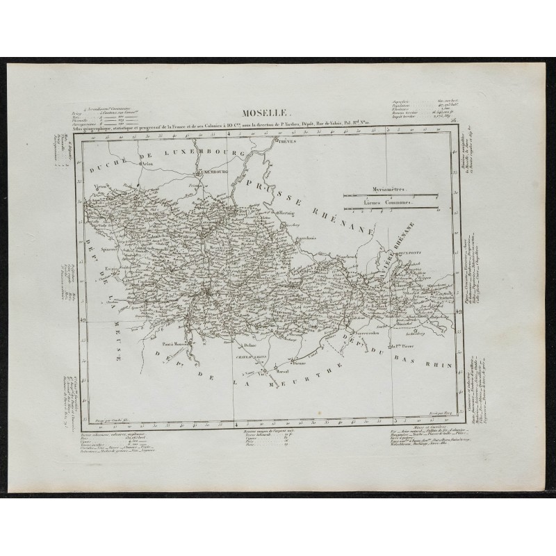 Gravure de 1840c - Carte de la Moselle - 1