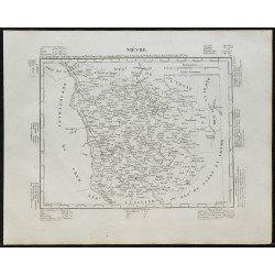 Gravure de 1840c - Carte de la Nièvre - 1