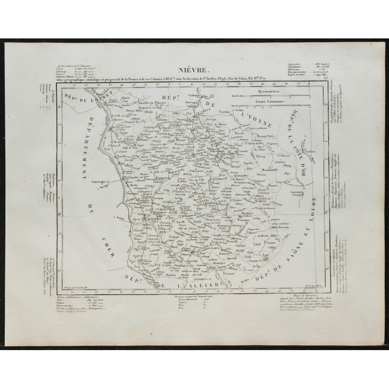 Gravure de 1840c - Carte de la Nièvre - 1