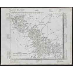 Gravure de 1840c - Carte du Nord - 1