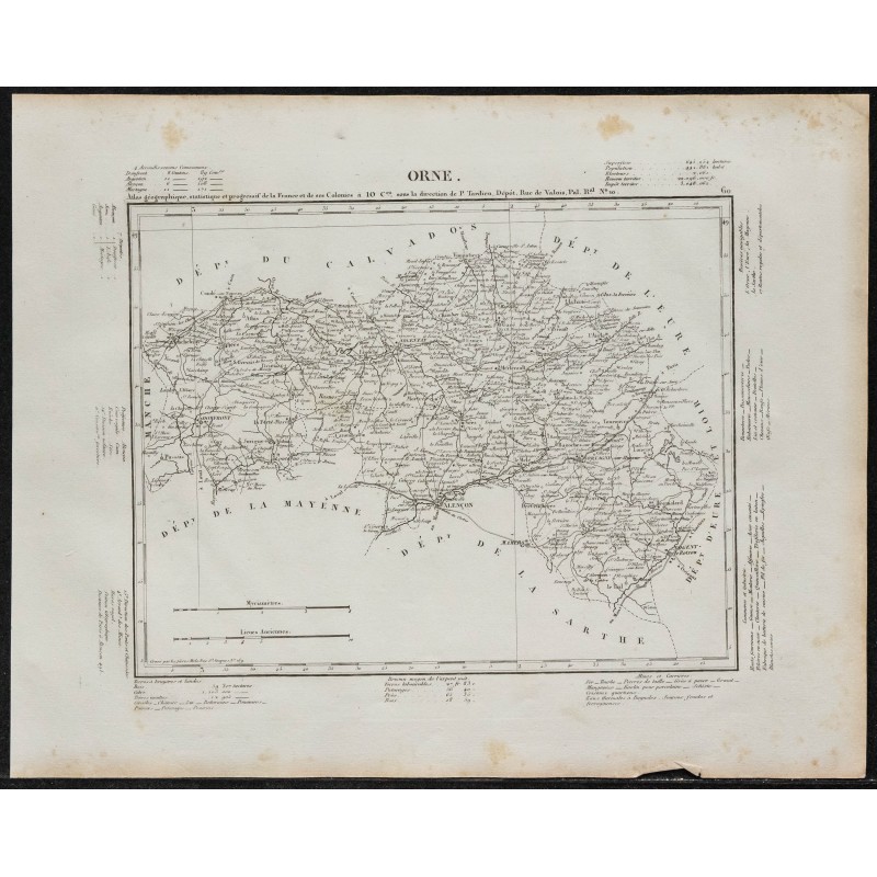 Gravure de 1840c - Carte de l'Orne - 1