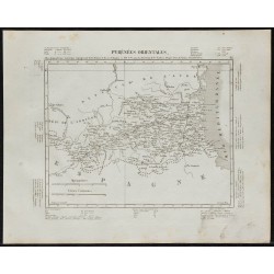 Gravure de 1840c - Carte des Pyrénées orientales - 1