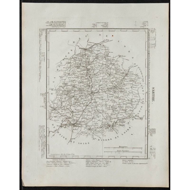 Gravure de 1840c - Carte de la Sarthe - 1