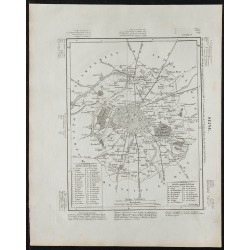 Gravure de 1840c - Carte de la Seine (Paris) - 1