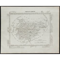 Gravure de 1840c - Carte du Tarn-et-Garonne - 1