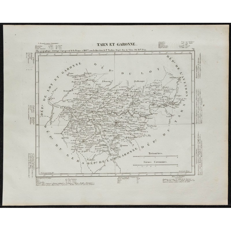 Gravure de 1840c - Carte du Tarn-et-Garonne - 1