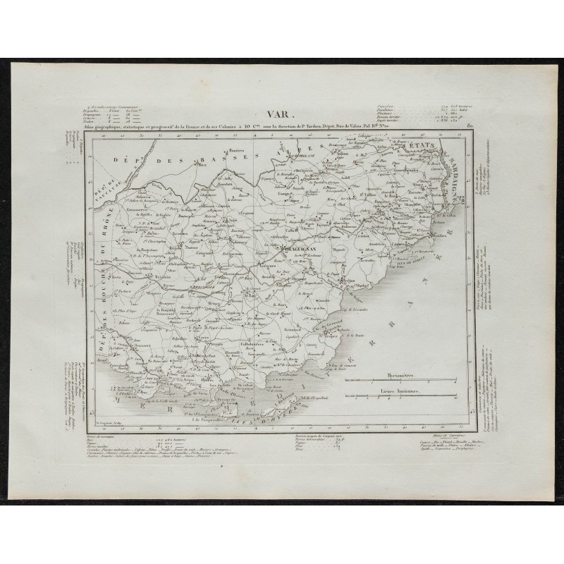 Gravure de 1840c - Carte du Var - 1