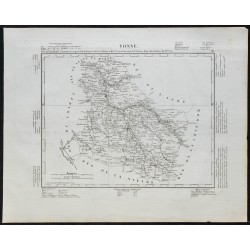 Gravure de 1840c - Carte de l'Yonne - 1