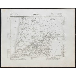 Gravure de 1840c - Carte des Landes - 1
