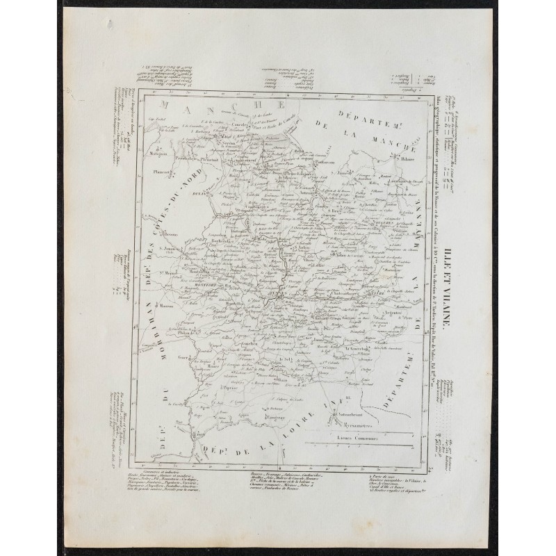 Gravure de 1840c - Carte de l'Ille-et-Vilaine - 1