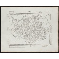 Gravure de 1840c - Carte du Gers - 1