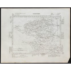 Gravure de 1840c - Carte du Finistère - 1