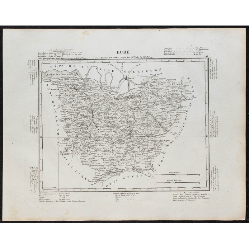 Gravure de 1840c - Carte de l'Eure - 1