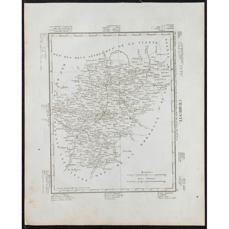 Gravure de 1840c - Carte de la Charente - 1