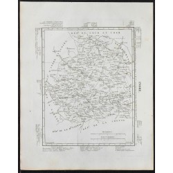Gravure de 1840c - Carte de l'Indre - 1