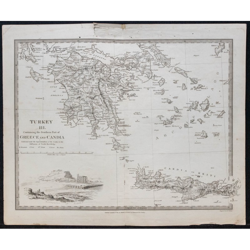 1829c - Carte de Grèce du Sud et Crète 