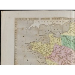 Gravure de 1845 - Carte phyique de la France - 2