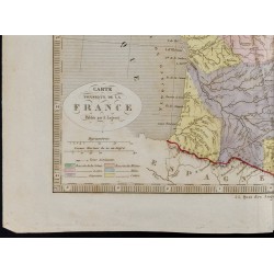 Gravure de 1845 - Carte phyique de la France - 4